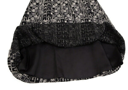 Sybilla Wool Blend Block Embroidered Midi Dress Black Size L