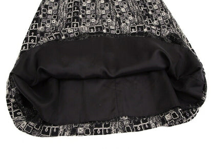 Sybilla Wool Blend Block Embroidered Midi Dress Black Size L