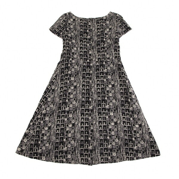 Sybilla Wool Blend Block Embroidered Midi Dress Black Size L