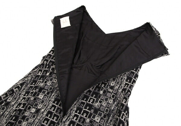 Sybilla Wool Blend Block Embroidered Midi Dress Black Size L