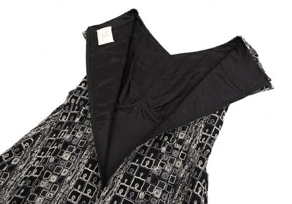 Sybilla Wool Blend Block Embroidered Midi Dress Black Size L