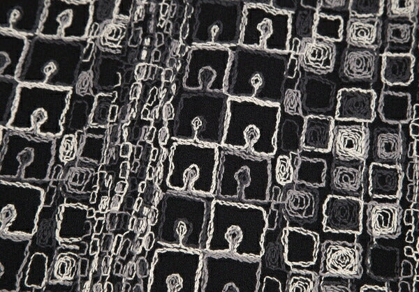 Sybilla Wool Blend Block Embroidered Midi Dress Black Size L