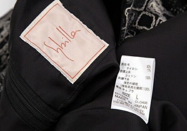 Sybilla Wool Blend Block Embroidered Midi Dress Black Size L