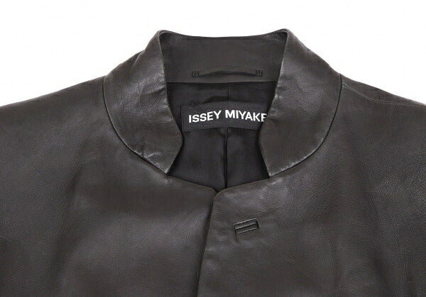 ISSEY MIYAKE MEN Lamb Leather Band Jacket Black Size 4
