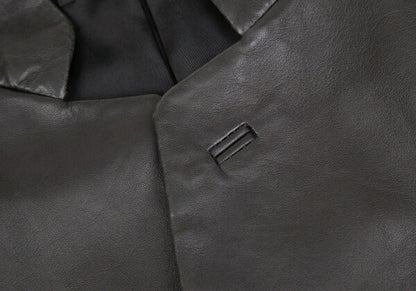 ISSEY MIYAKE MEN Lamb Leather Band Jacket Black Size 4