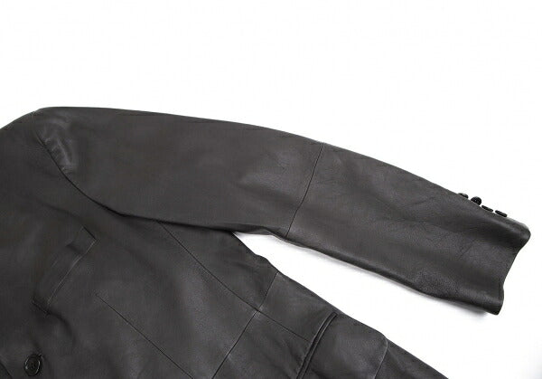 ISSEY MIYAKE MEN Lamb Leather Band Jacket Black Size 4