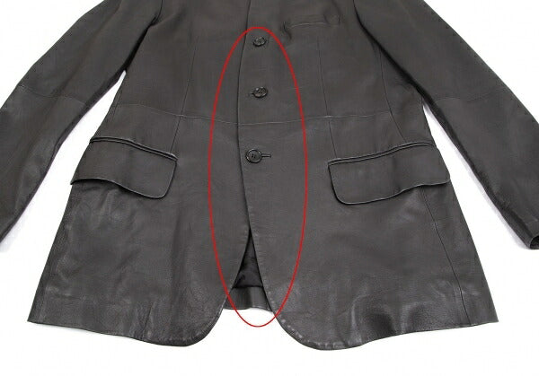 ISSEY MIYAKE MEN Lamb Leather Band Jacket Black Size 4
