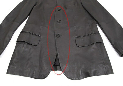 ISSEY MIYAKE MEN Lamb Leather Band Jacket Black Size 4