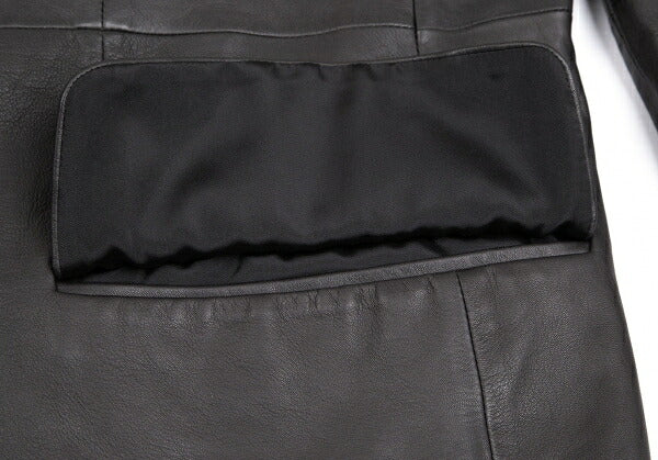 ISSEY MIYAKE MEN Lamb Leather Band Jacket Black Size 4