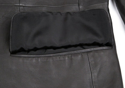 ISSEY MIYAKE MEN Lamb Leather Band Jacket Black Size 4