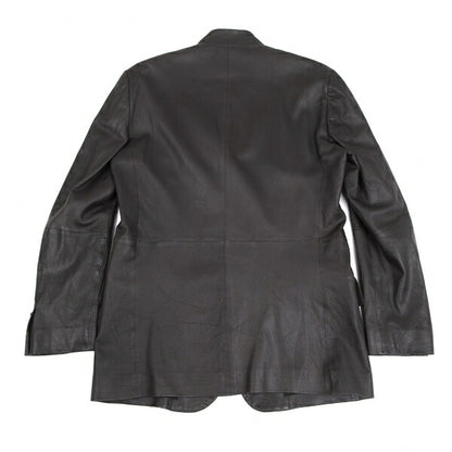 ISSEY MIYAKE MEN Lamb Leather Band Jacket Black Size 4