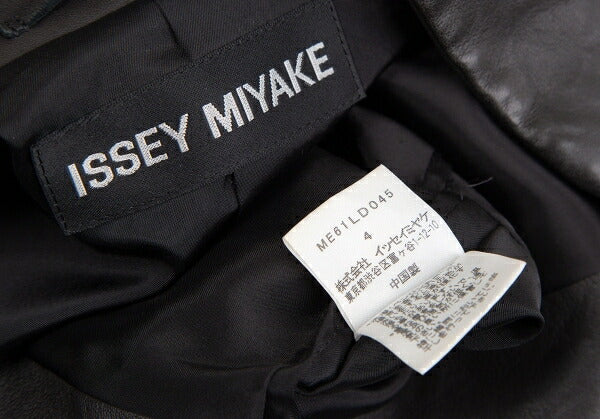 ISSEY MIYAKE MEN Lamb Leather Band Jacket Black Size 4