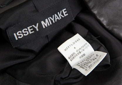 ISSEY MIYAKE MEN Lamb Leather Band Jacket Black Size 4