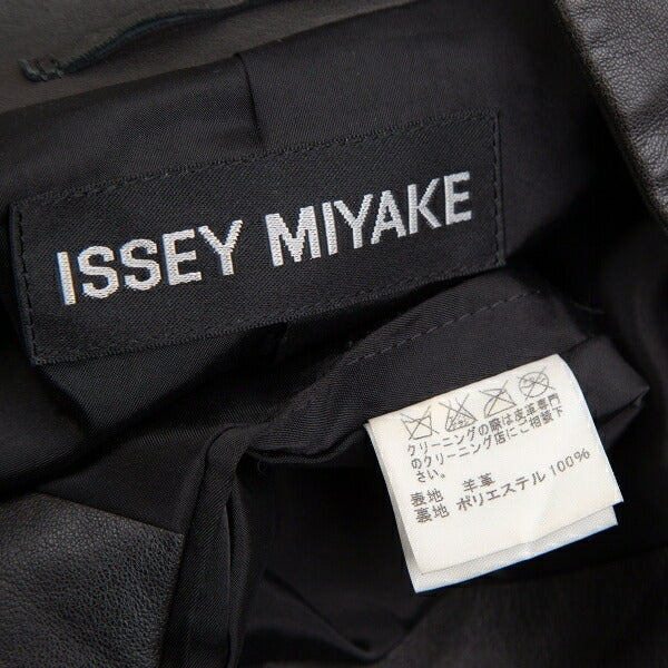 ISSEY MIYAKE MEN Lamb Leather Band Jacket Black Size 4