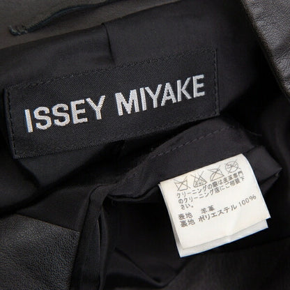 ISSEY MIYAKE MEN Lamb Leather Band Jacket Black Size 4