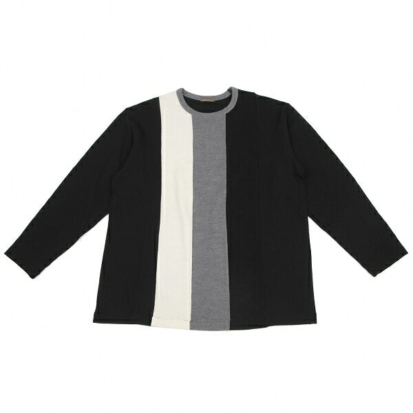 Y's for men Panel Block Wool Knit Sweater Black Grey Size M