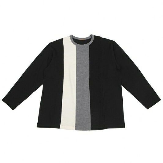 Y's for men Panel Block Wool Knit Sweater Black Grey Size M