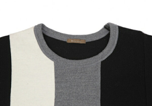 Y's for men Panel Block Wool Knit Sweater Black Grey Size M