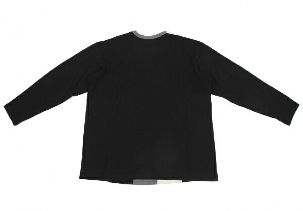 Y's for men Panel Block Wool Knit Sweater Black Grey Size M