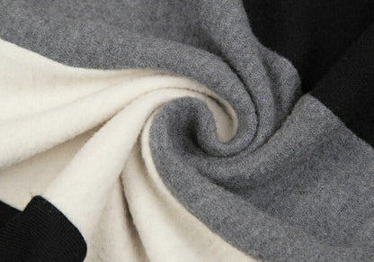 Y's for men Panel Block Wool Knit Sweater Black Grey Size M
