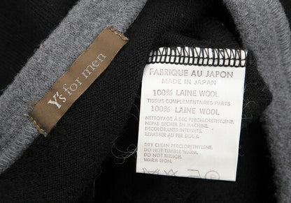 Y's for men Panel Block Wool Knit Sweater Black Grey Size M