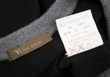 Y's for men Panel Block Wool Knit Sweater Black Grey Size M