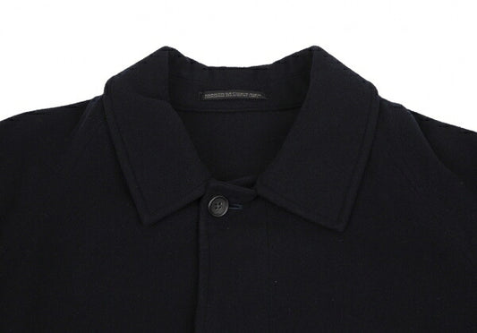 Yohji Yamamoto POUR HOMME Wool Balmacaan Coat Blue Size M