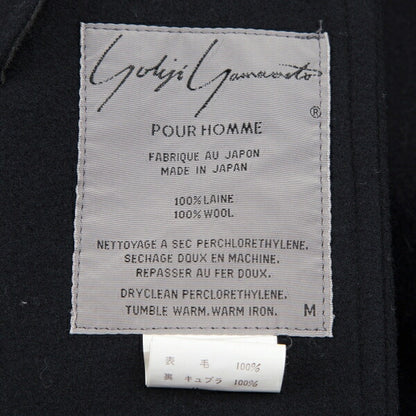 Yohji Yamamoto POUR HOMME Wool Balmacaan Coat Blue Size M