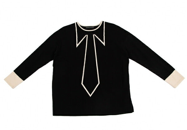 HIROKO KOSHINO Trompe L'oeil Tie Sweater Black Size 38