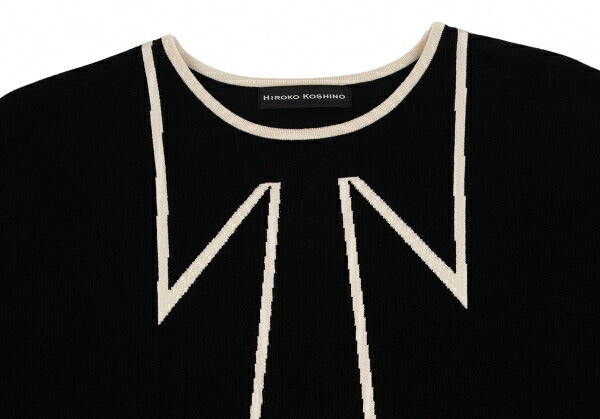 HIROKO KOSHINO Trompe L'oeil Tie Sweater Black Size 38