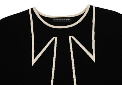 HIROKO KOSHINO Trompe L'oeil Tie Sweater Black Size 38
