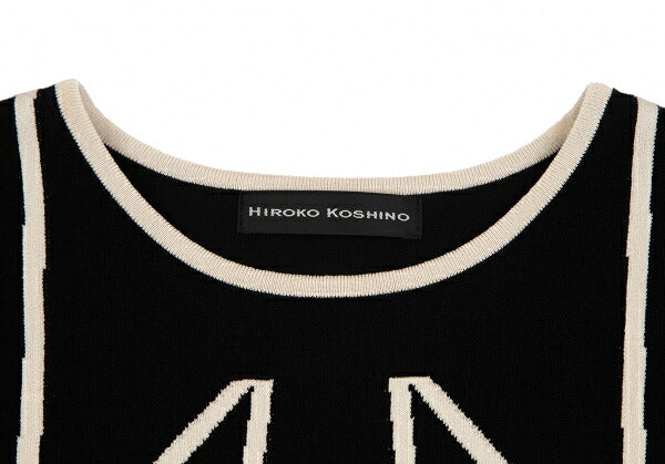HIROKO KOSHINO Trompe L'oeil Tie Sweater Black Size 38