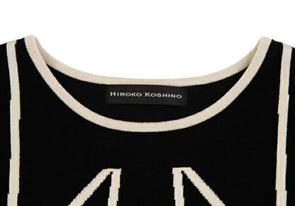 HIROKO KOSHINO Trompe L'oeil Tie Sweater Black Size 38
