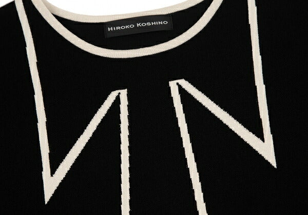 HIROKO KOSHINO Trompe L'oeil Tie Sweater Black Size 38
