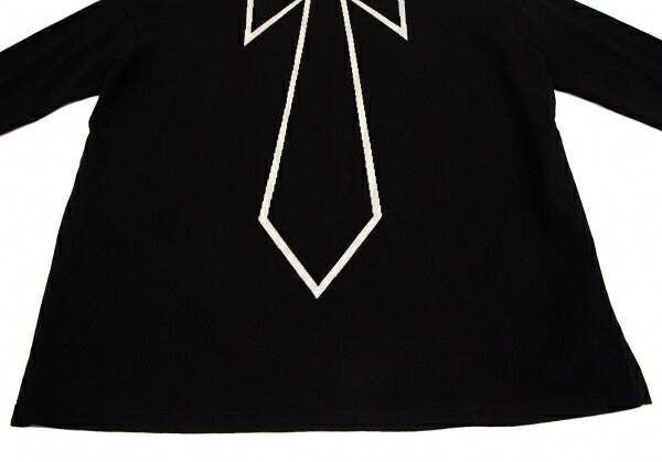HIROKO KOSHINO Trompe L'oeil Tie Sweater Black Size 38