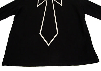 HIROKO KOSHINO Trompe L'oeil Tie Sweater Black Size 38