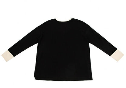 HIROKO KOSHINO Trompe L'oeil Tie Sweater Black Size 38