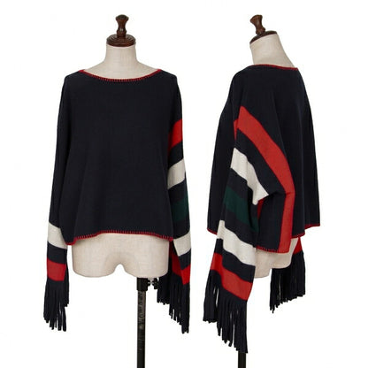 POLO RALPH LAUREN Wool Fringe Sweater Multi-Color Size XS