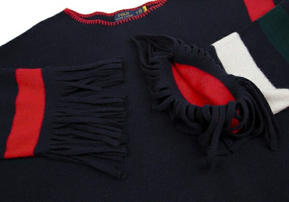 POLO RALPH LAUREN Wool Fringe Sweater Multi-Color Size XS