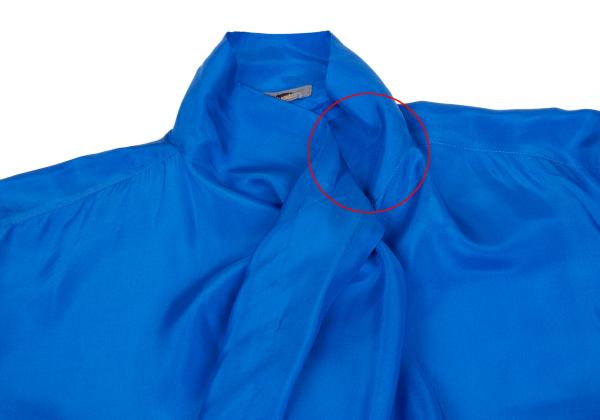 ISSEY MIYAKE Silk Asymmetric Drape Blouse Blue Size M