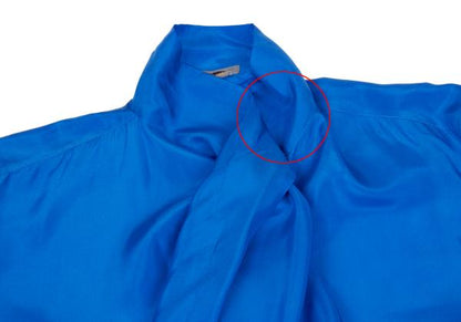 ISSEY MIYAKE Silk Asymmetric Drape Blouse Blue Size M