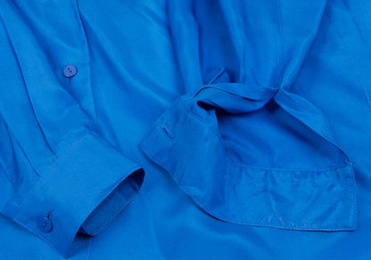 ISSEY MIYAKE Silk Asymmetric Drape Blouse Blue Size M
