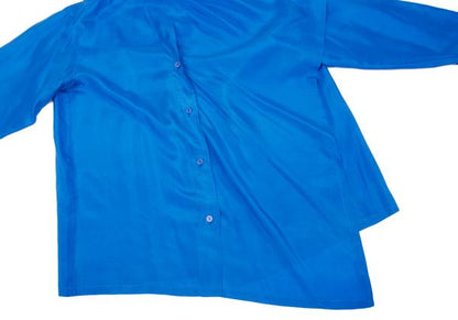 ISSEY MIYAKE Silk Asymmetric Drape Blouse Blue Size M