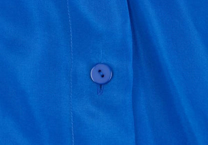 ISSEY MIYAKE Silk Asymmetric Drape Blouse Blue Size M