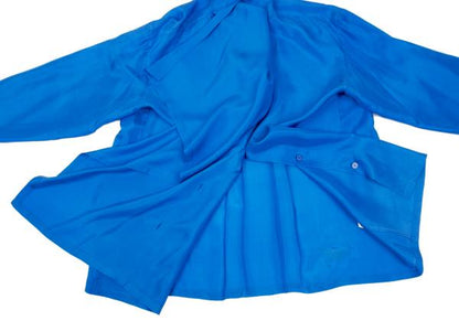 ISSEY MIYAKE Silk Asymmetric Drape Blouse Blue Size M