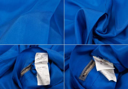 ISSEY MIYAKE Silk Asymmetric Drape Blouse Blue Size M