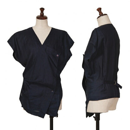 ISSEY MIYAKE Dyed Linen Sleeveless Jacket Indigo Size 9