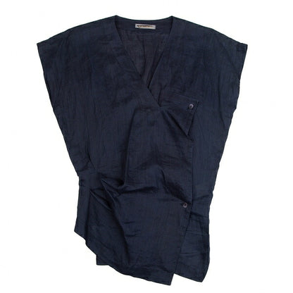 ISSEY MIYAKE Dyed Linen Sleeveless Jacket Indigo Size 9