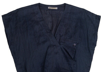 ISSEY MIYAKE Dyed Linen Sleeveless Jacket Indigo Size 9