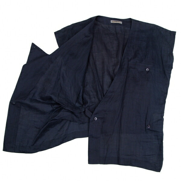 ISSEY MIYAKE Dyed Linen Sleeveless Jacket Indigo Size 9